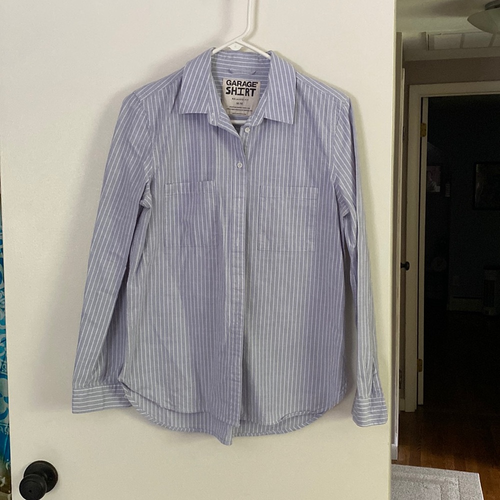Collared light blue striped shirt